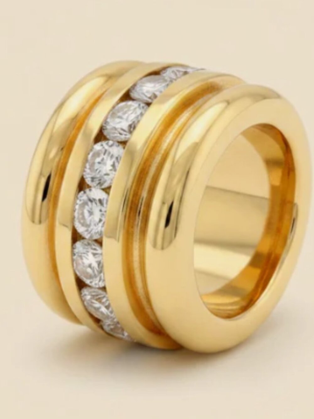 18K Diamond Channel Set Solid Yellow Gold Slide Pendant